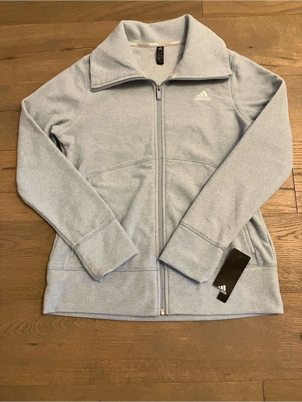 Adidas Women's Light Blue Full-Zip Fleece Golf Jacket